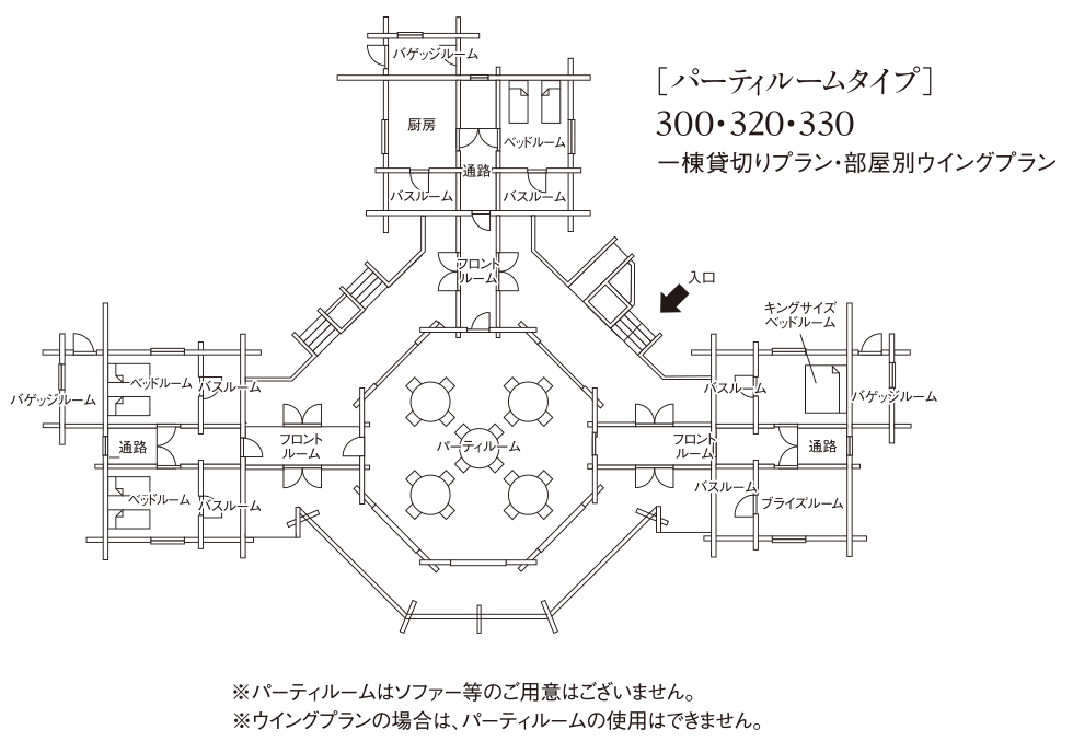 鷹の巣 パーティールームタイプ間取り図